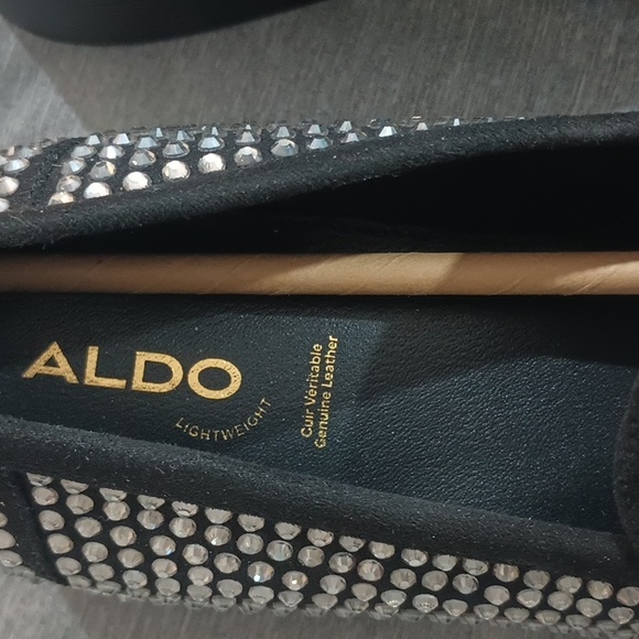 Aldo Black and Silver Studded Loafers - Picture 4 of 6